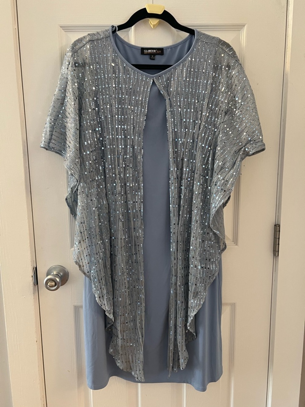 GLAMOUR Periwinkle Beaded Overlay Dress Set